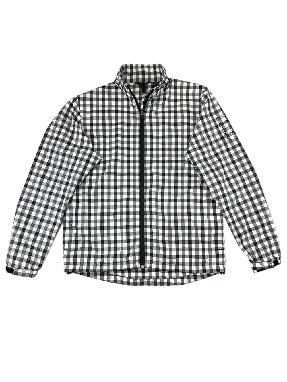 Abacus mens Gold Windbreaker Jacket Packable Mens L Black White Check Full Zip